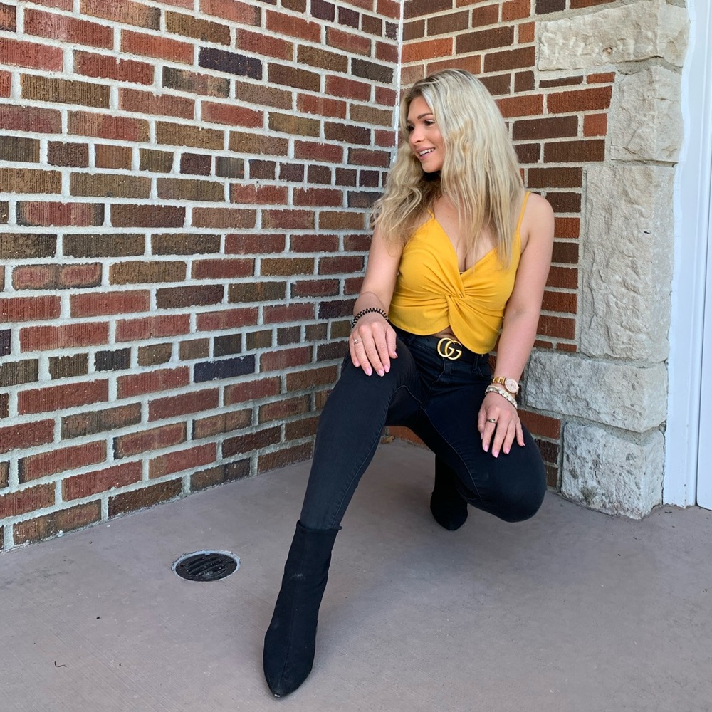 Zara yellow crop top, size S